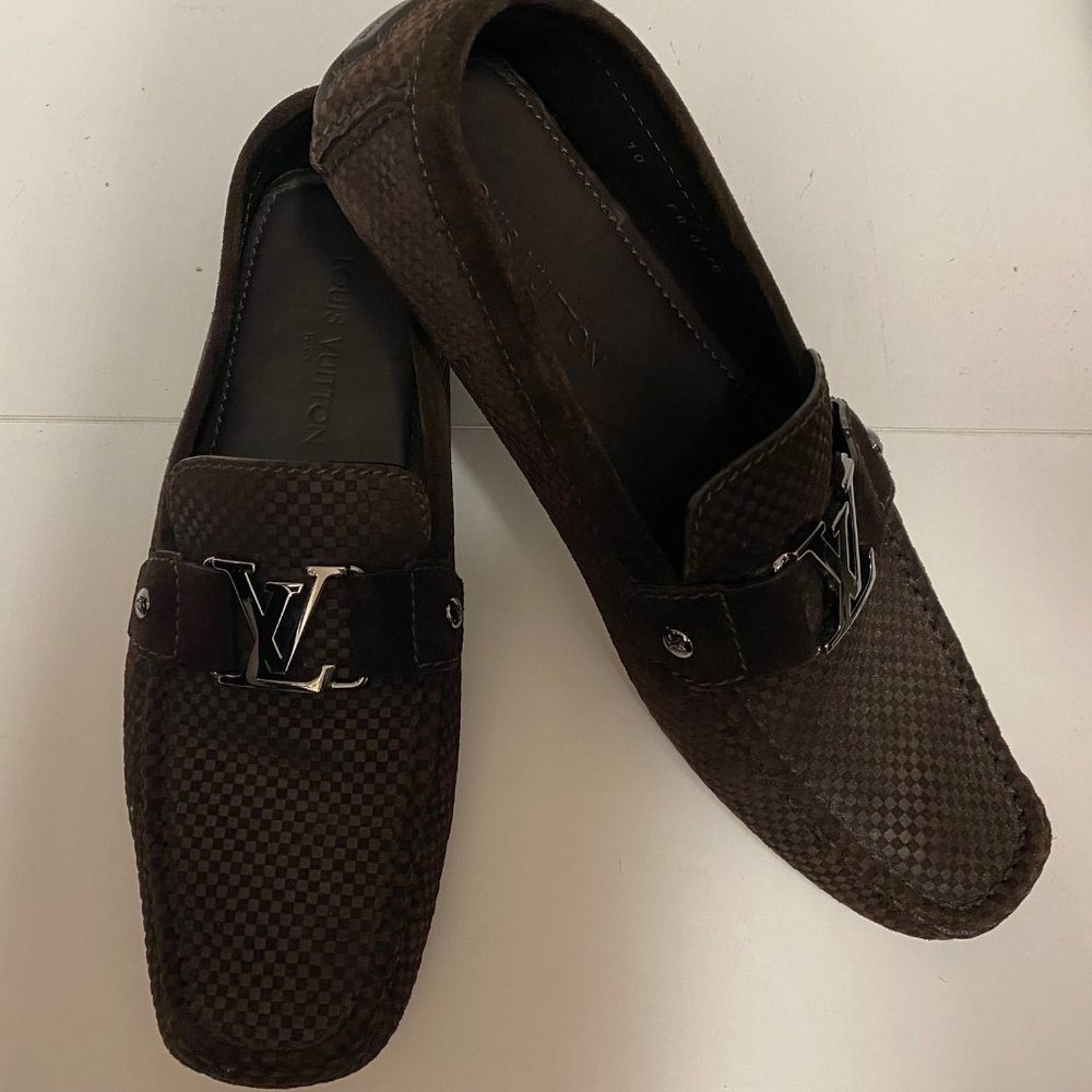 Louis Vuitton Men Brown Suede Monte Carlo Loafers